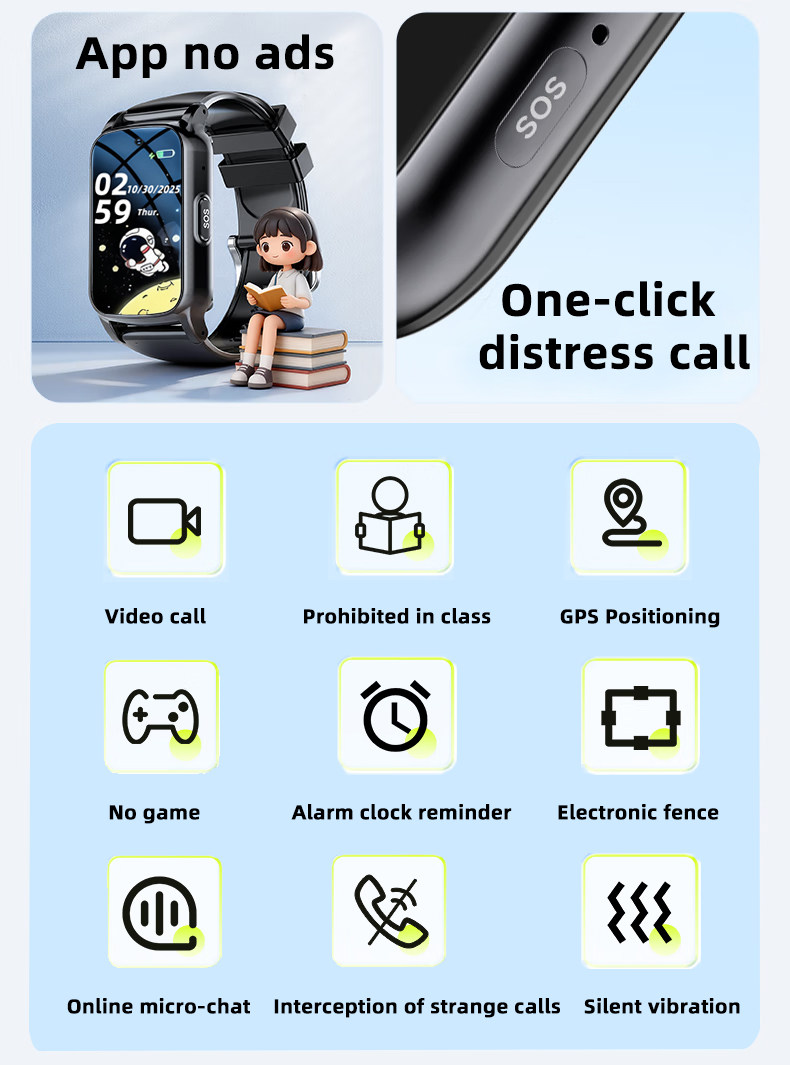 VS06 Health Safe Care with GPS, WiFi Location, SOS Emergency One-click Health Monitoring with Fall Detection Kids Smart Watch